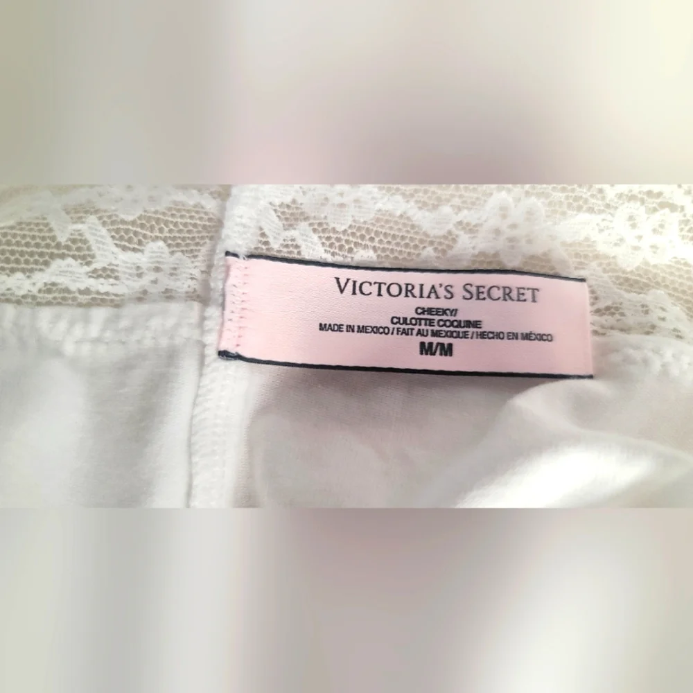 (NWOT) Victoria's Secret, white cheeky panty set of 2 size M. - Picture 5 of 5